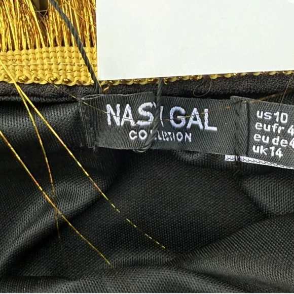 Nasty Gal Gold Tinsel Fringe Dress Sz 10 NWT - Picture 2 of 4